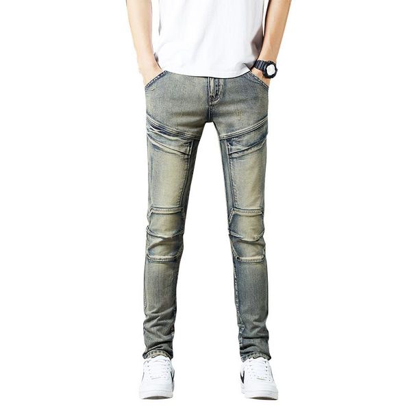 moto jeans men skinny slim fit stretch retro blue hide pockets pants streetwear patchwork men's trousers
moto jeans men skinny slim fit stretch retro blue hide pockets pants streetwear patchwork men's trousers