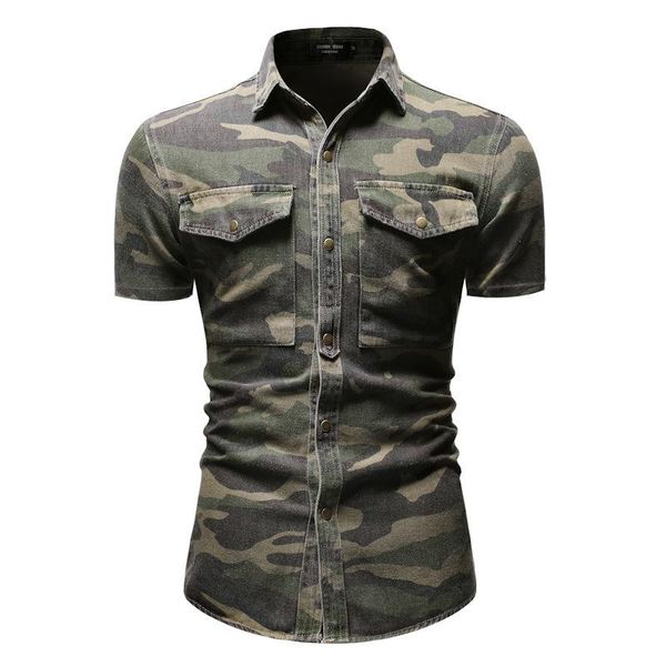 men's casual shirts spring summer printed shirt vintage camouflage denim large pocket loose short-sleeved for men, White;black
men's casual shirts spring summer printed shirt vintage camouflage denim large pocket loose short-sleeved for men, White;black