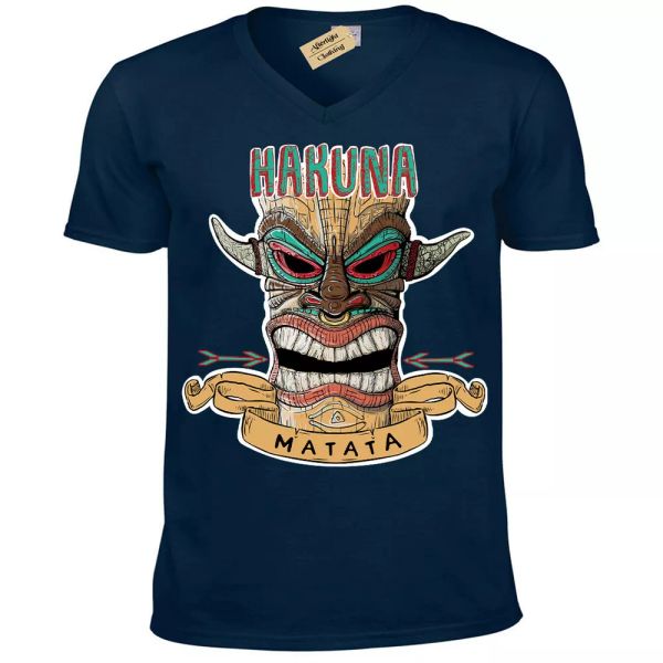 hakuna matata camiseta hombre cuello en v, White;black