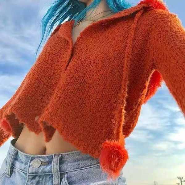 women's knits & tees 2 colors spring short hairy korean fur ball collar fashion hooded single breasted sweater women knit cardigan, White
women's knits & tees 2 colors spring short hairy korean fur ball collar fashion hooded single breasted sweater women knit cardigan, White