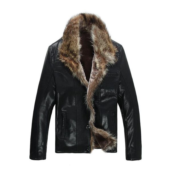 men's fur & faux men ng fashion coats imitation leather jacket short raccoon collar jackets, Black
men's fur & faux men ng fashion coats imitation leather jacket short raccoon collar jackets, Black