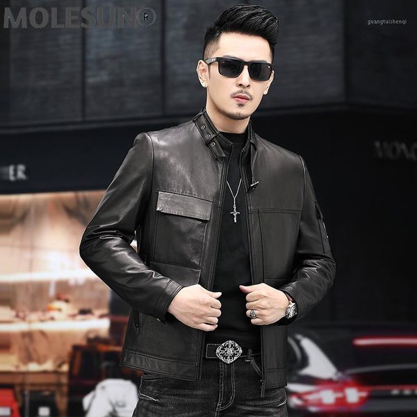 men's leather & faux akoosun jacket men clothing motorcycle jackets short clothes casual genuine sheepskin coat male ropa hombre lxr449, Black
men's leather & faux akoosun jacket men clothing motorcycle jackets short clothes casual genuine sheepskin coat male ropa hombre lxr449, Black