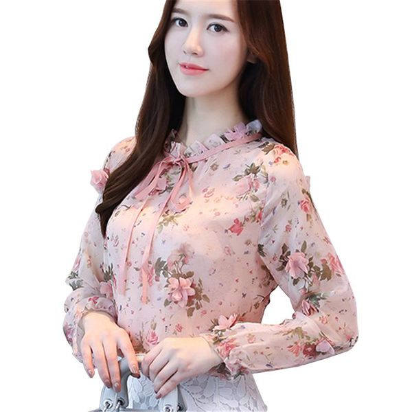 women's blouses & shirts 2021 spring autumn the korean casual chiffon blouse pink blue floral print women shirt long sleeve appliques, White
women's blouses & shirts 2021 spring autumn the korean casual chiffon blouse pink blue floral print women shirt long sleeve appliques, White