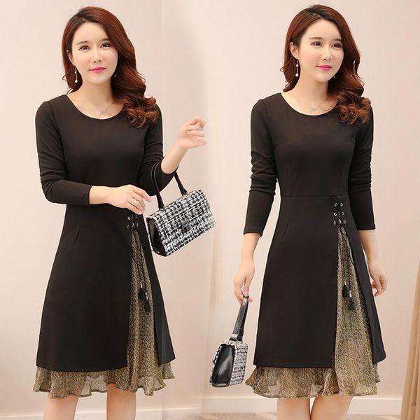 casual dresses dress 2021 spring middle-aged large size slim fake two long-sleeved female korean temperament mother, Black;gray
casual dresses dress 2021 spring middle-aged large size slim fake two long-sleeved female korean temperament mother, Black;gray