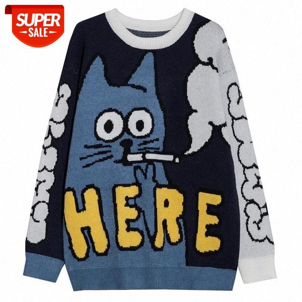 2021 hip hop cartoon cat print knitted sweater men women streetwear cotton color block pulover vintage harajuku oversize #nr2t, White;black
2021 hip hop cartoon cat print knitted sweater men women streetwear cotton color block pulover vintage harajuku oversize #nr2t, White;black