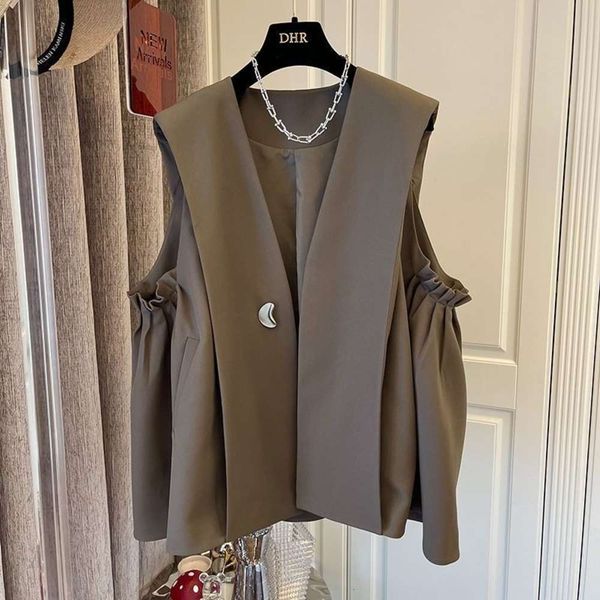 autumn winter loose leisure color pleated umbrella suit vest coat women's vest, White
autumn winter loose leisure color pleated umbrella suit vest coat women's vest, White