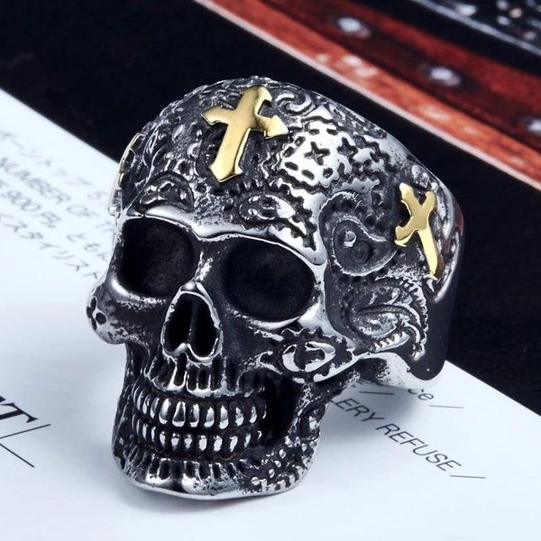 cluster rings 2021 men fashion vintage cross funny skull retro alloy knuckle ring for jewelry party gift accessories, Golden;silver
cluster rings 2021 men fashion vintage cross funny skull retro alloy knuckle ring for jewelry party gift accessories, Golden;silver