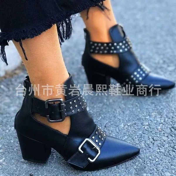 boots children autumn and winter high heels thick pointed belt buckle rivet martin boots women's short shoes, Black
boots children autumn and winter high heels thick pointed belt buckle rivet martin boots women's short shoes, Black