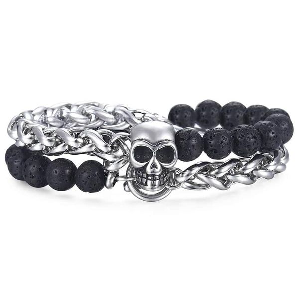 charm bracelets 8/12mm men women skull bracelet stainless steel wheat link double layered wristband black lava beaded halloween ldb289a, Golden;silver
charm bracelets 8/12mm men women skull bracelet stainless steel wheat link double layered wristband black lava beaded halloween ldb289a, Golden;silver