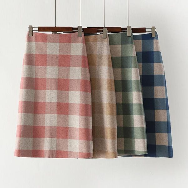skirts autumn winter vintage women plaid skirt high waist split woolen female empire a line all match midi long 1225, Black
skirts autumn winter vintage women plaid skirt high waist split woolen female empire a line all match midi long 1225, Black