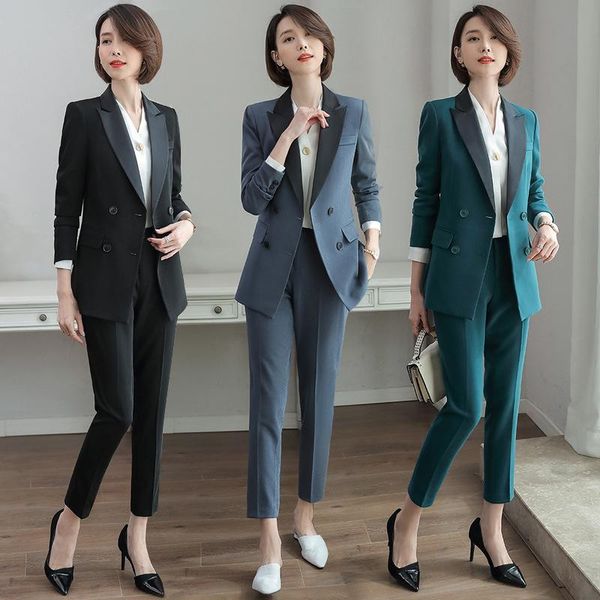 women's two piece pants suit women autumn and winter fashion double-breasted slim trousers short skirt overalls temperament two-piece, White
women's two piece pants suit women autumn and winter fashion double-breasted slim trousers short skirt overalls temperament two-piece, White
