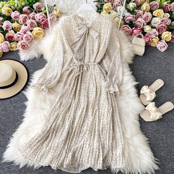 casual dresses spring autumn green/beige polka dot chiffon midi dress women elegant bow collar long sleeve slim pleated vestidos fashion, Black;gray
casual dresses spring autumn green/beige polka dot chiffon midi dress women elegant bow collar long sleeve slim pleated vestidos fashion, Black;gray