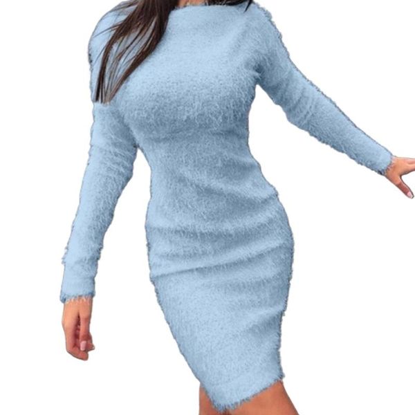 casual dresses women autumn solid color long sleeve sweater fluffy kee-length bodycon dress soft thin loose for party, Black;gray
casual dresses women autumn solid color long sleeve sweater fluffy kee-length bodycon dress soft thin loose for party, Black;gray