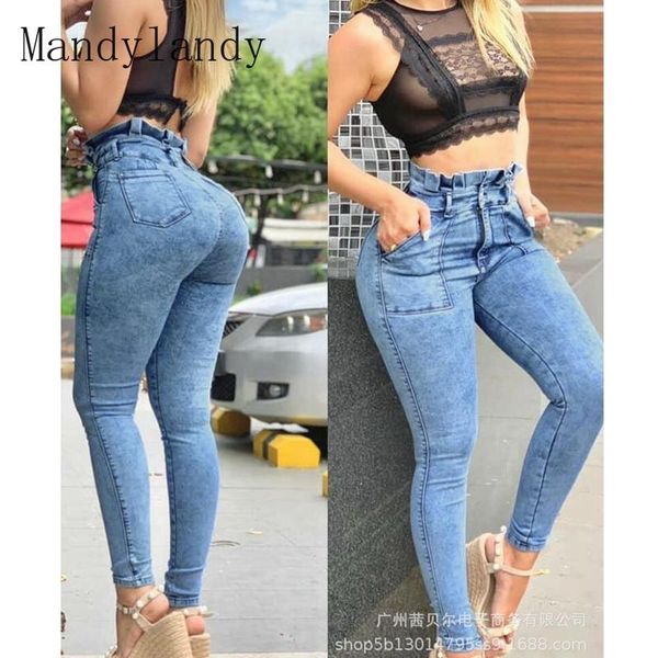 women's jeans mandylandy autumn fashion button high waist solid color denim pencil pants casual slim pocket stitching, Blue
women's jeans mandylandy autumn fashion button high waist solid color denim pencil pants casual slim pocket stitching, Blue