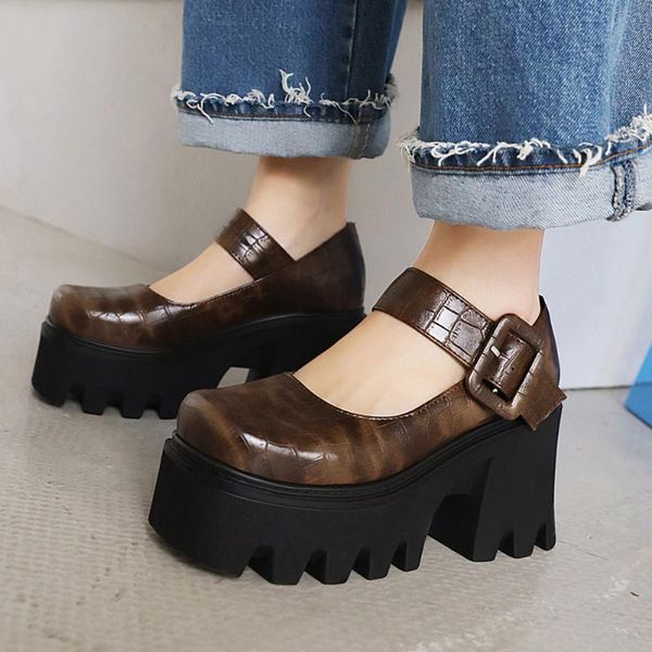 brand female solid buckle strap square toe shallow platform shoes women pumps high heel punk gothic dress, Black
brand female solid buckle strap square toe shallow platform shoes women pumps high heel punk gothic dress, Black