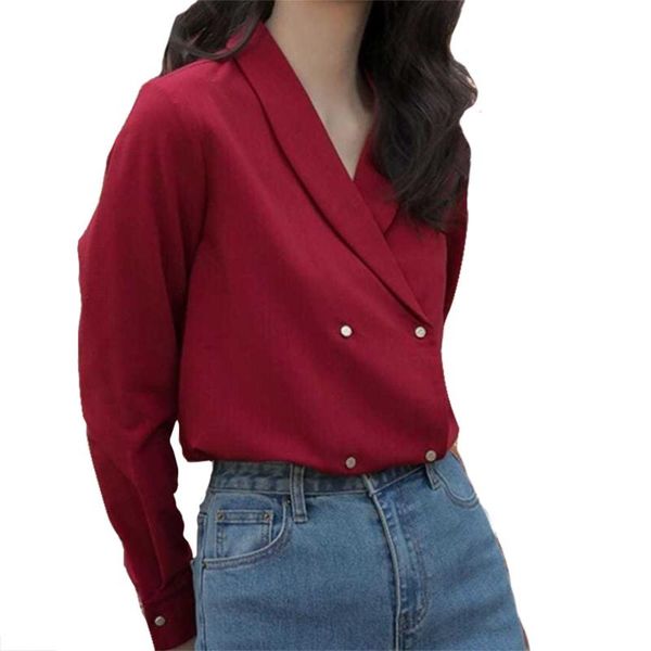 women's blouses & shirts korean fashion v-neck chiffon blouse women autumn clothing harajuku loose long sleeve ladies, White
women's blouses & shirts korean fashion v-neck chiffon blouse women autumn clothing harajuku loose long sleeve ladies, White