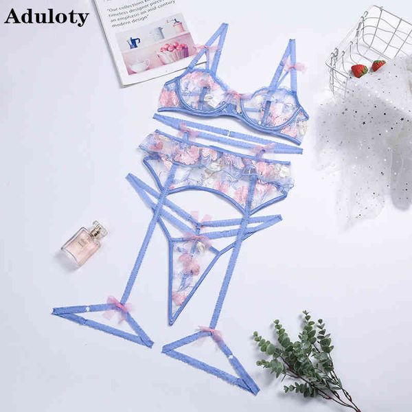 aduloty new women hollow out seductive underwear blue embroidery flowers bra thong garters 3 ps summer erotic lingerie set, Red;black
aduloty new women hollow out seductive underwear blue embroidery flowers bra thong garters 3 ps summer erotic lingerie set, Red;black