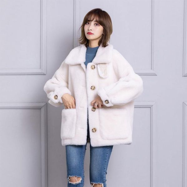women's fur & faux sheep shearing overcoat women real wool coat female lapel pockets jacket winter warm lamb coats loose outerwear, Black
women's fur & faux sheep shearing overcoat women real wool coat female lapel pockets jacket winter warm lamb coats loose outerwear, Black