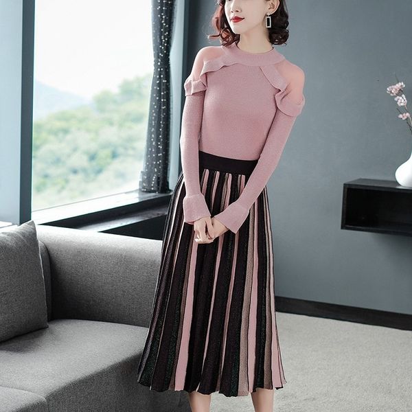 shiny knitting 2piece women elegant mesh splice see through shoulder ruffles sweater + midi pleated skirt two piece set, White
shiny knitting 2piece women elegant mesh splice see through shoulder ruffles sweater + midi pleated skirt two piece set, White