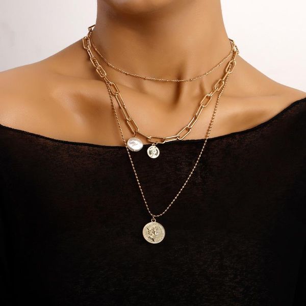 pendant necklaces vintage boho multilayer pearl choker portrait coin chain necklace for women hip hop gold color collar fashion jewelry, Silver
pendant necklaces vintage boho multilayer pearl choker portrait coin chain necklace for women hip hop gold color collar fashion jewelry, Silver