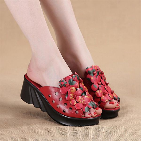 slippers mother retro ethnic paltform high wedges heel elastic sole genuine leather flower solid women slides zapatos de mujer, Black
slippers mother retro ethnic paltform high wedges heel elastic sole genuine leather flower solid women slides zapatos de mujer, Black