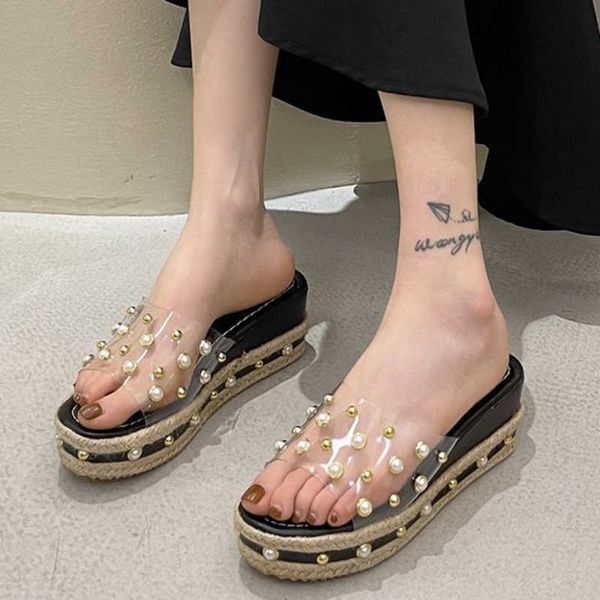 rimocy clear pvc wedges slippers women fashion pearl high heels platform slides woman summer open toe hemp rope beach shoes 210528, Black
rimocy clear pvc wedges slippers women fashion pearl high heels platform slides woman summer open toe hemp rope beach shoes 210528, Black