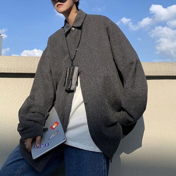 men's casual shirts korean style oversized mens solid color long sleeve male cardigan harajuku fashion hip hop streetwear, White;black
men's casual shirts korean style oversized mens solid color long sleeve male cardigan harajuku fashion hip hop streetwear, White;black