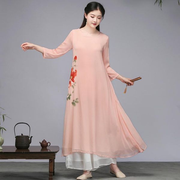 casual dresses improved hanfu dress chinese zen tea cheongsam women retro style women's elegant fairy chiffon ancient qipao, Black;gray
casual dresses improved hanfu dress chinese zen tea cheongsam women retro style women's elegant fairy chiffon ancient qipao, Black;gray
