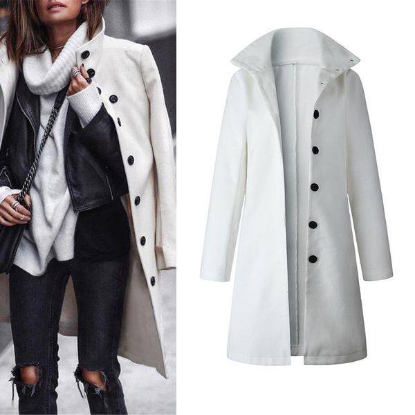 women's wool & blends autumn breasted for women winter jackets solid long coats office lady sleeve outwear casaco feminino winterjas da, Black
women's wool & blends autumn breasted for women winter jackets solid long coats office lady sleeve outwear casaco feminino winterjas da, Black
