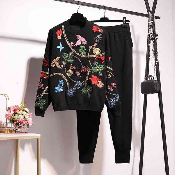 pant autumn fashion tracksuit knit outfits women handwork embroidery flowers sweater pencil pants set loose black knitted suit female, White
pant autumn fashion tracksuit knit outfits women handwork embroidery flowers sweater pencil pants set loose black knitted suit female, White