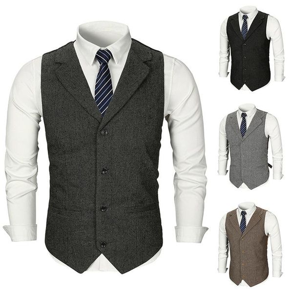 men's vests winter pure color collar cultivate one's morality to receive four grain of buckle waist suit vest, Black;white
men's vests winter pure color collar cultivate one's morality to receive four grain of buckle waist suit vest, Black;white