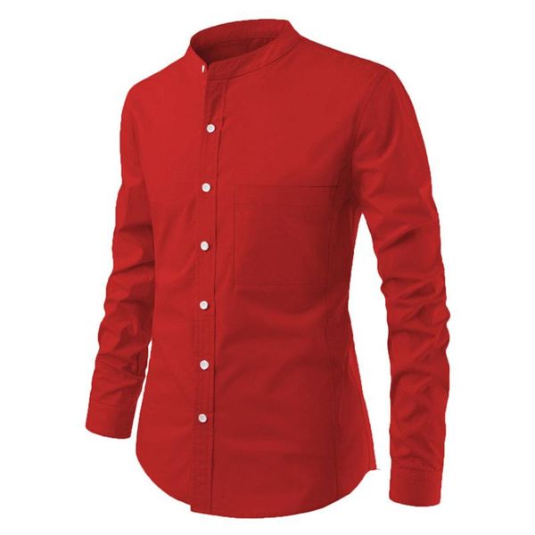 men's casual shirts 2021 autumn simple solid color stand-up collar pocket slim long-sleeved shirt thin plus size men, White;black
men's casual shirts 2021 autumn simple solid color stand-up collar pocket slim long-sleeved shirt thin plus size men, White;black