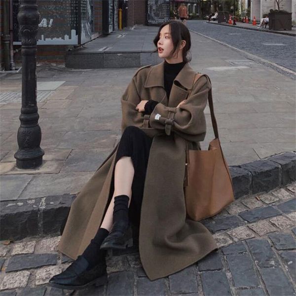 women's wool & blends autumn solid color woolen coat winter mid-length student british style clothes veste femme manteau hiver, Black
women's wool & blends autumn solid color woolen coat winter mid-length student british style clothes veste femme manteau hiver, Black