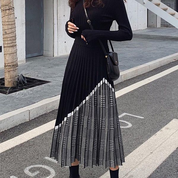 skirts winter women high-waisted skirt pleated plaid patchwork black midi undefined elegant e girl fashion woman 2021 long
skirts winter women high-waisted skirt pleated plaid patchwork black midi undefined elegant e girl fashion woman 2021 long