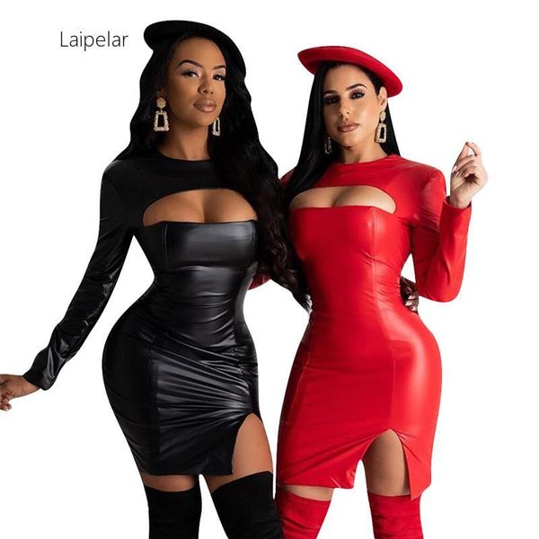 casual dresses laipelar 2021 autumn winter pu leather dress women hollow out high slit long sleeve bodycon mini night club party, Black;gray
casual dresses laipelar 2021 autumn winter pu leather dress women hollow out high slit long sleeve bodycon mini night club party, Black;gray