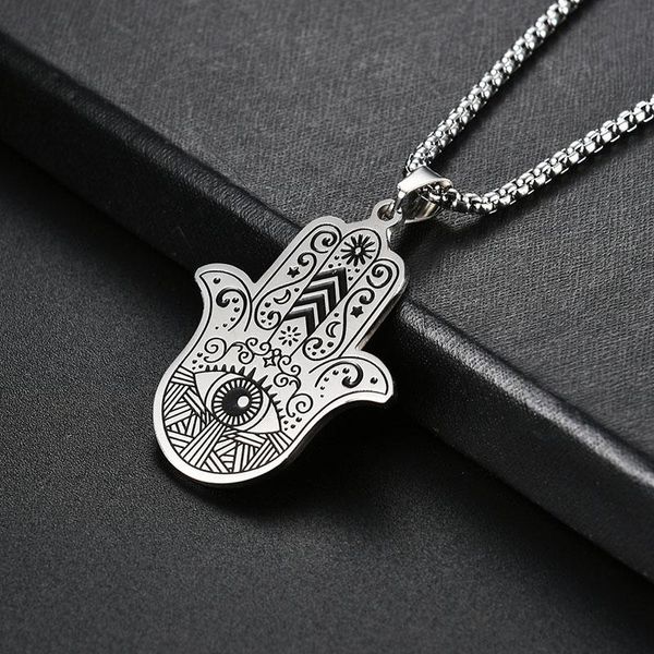 chains hamsa hand necklace women men evil eye stainless steel pendant hip hop turkish lucky jewelry, Silver
chains hamsa hand necklace women men evil eye stainless steel pendant hip hop turkish lucky jewelry, Silver