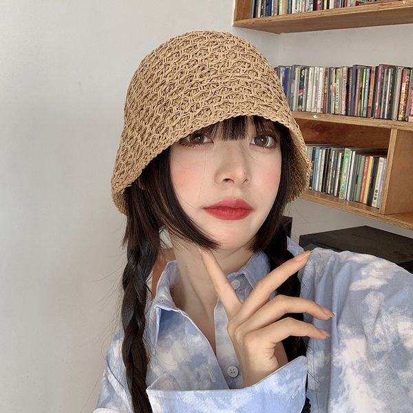 net red woven straw hat women's little fresh beach sunscreen hat children's korean tide bucket fisherman's hat, Blue;gray
net red woven straw hat women's little fresh beach sunscreen hat children's korean tide bucket fisherman's hat, Blue;gray