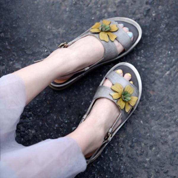 artmu original retro thick bottom flower women's sandals genuine leather comfortable platform shoes wedge heels, Black
artmu original retro thick bottom flower women's sandals genuine leather comfortable platform shoes wedge heels, Black