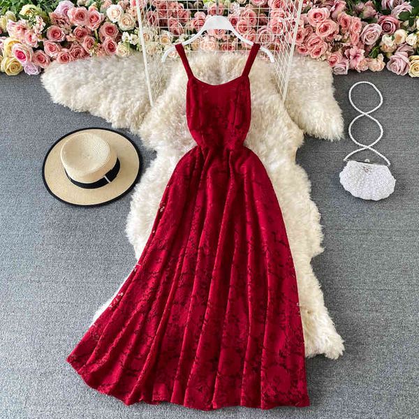 vintage spaghetti strap lace midi dress women red/pink/yellow open back high waist vestidos female summer fashion 210426, Black;gray
vintage spaghetti strap lace midi dress women red/pink/yellow open back high waist vestidos female summer fashion 210426, Black;gray