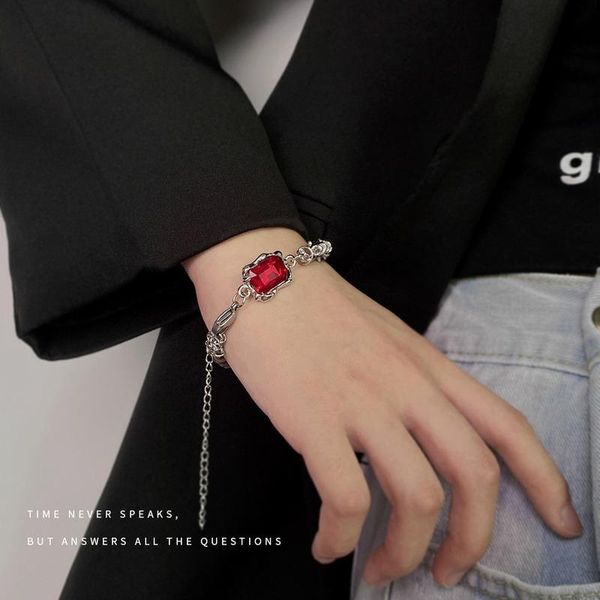 link, chain red crystal bracelets women simple jewellery bracelet jewelry fashion hand made vintage silver color stainless armband, Black
link, chain red crystal bracelets women simple jewellery bracelet jewelry fashion hand made vintage silver color stainless armband, Black