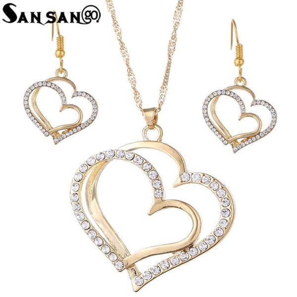 earrings & necklace love heart jewelry set for women gold silver color chain necklaces party gifts
earrings & necklace love heart jewelry set for women gold silver color chain necklaces party gifts
