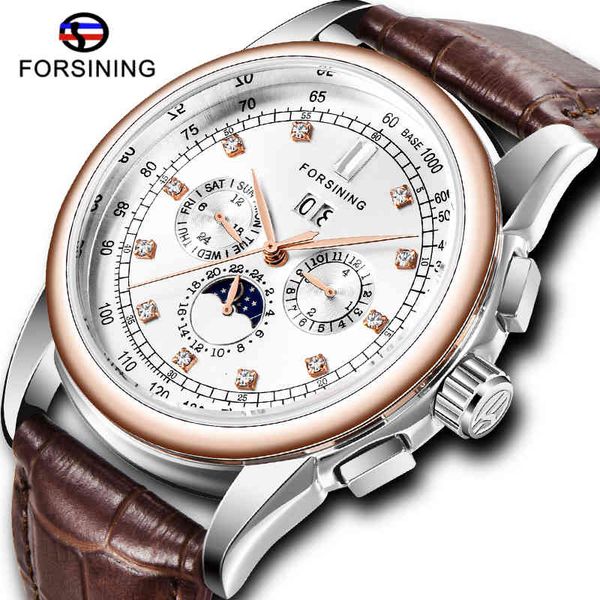luxury forsining mechanical men clock fashion diamonds iron plate leather belt man moon phase complete cadenlar, Slivery;brown
luxury forsining mechanical men clock fashion diamonds iron plate leather belt man moon phase complete cadenlar, Slivery;brown