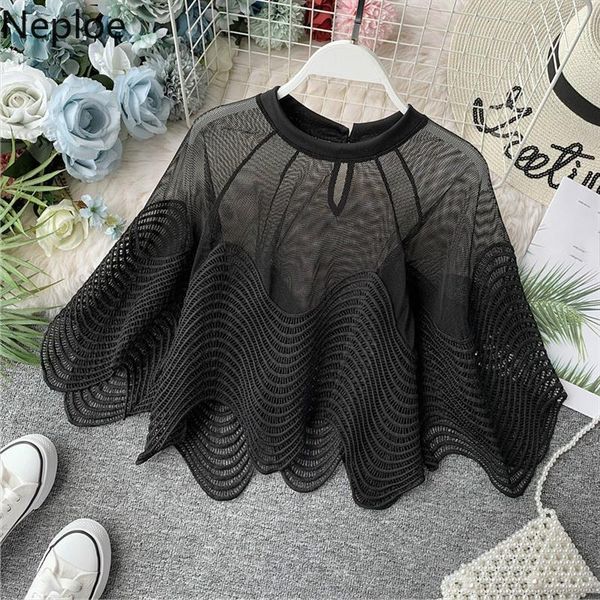 hollow out perspective lace summer women blouses flare sleeve o neck wave embroidery korean chic blusas 53630, White
hollow out perspective lace summer women blouses flare sleeve o neck wave embroidery korean chic blusas 53630, White