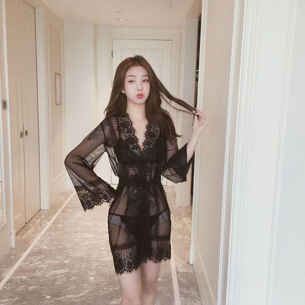women's sleepwear european underwear transparent mesh lace pajamas nightdress temptation nightgown set 2021 ladies home, Black;red
women's sleepwear european underwear transparent mesh lace pajamas nightdress temptation nightgown set 2021 ladies home, Black;red