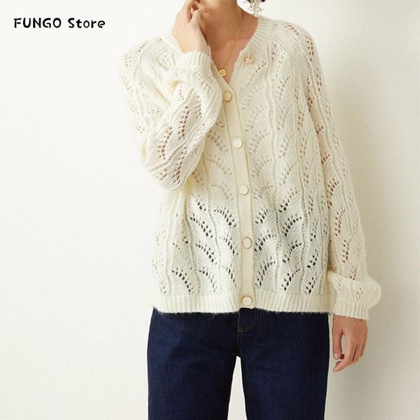 women's knits & tees hollow out women knit sweater single breastd o-neck five color loose knitwear coat 2021 early autumn female knitte, White
women's knits & tees hollow out women knit sweater single breastd o-neck five color loose knitwear coat 2021 early autumn female knitte, White