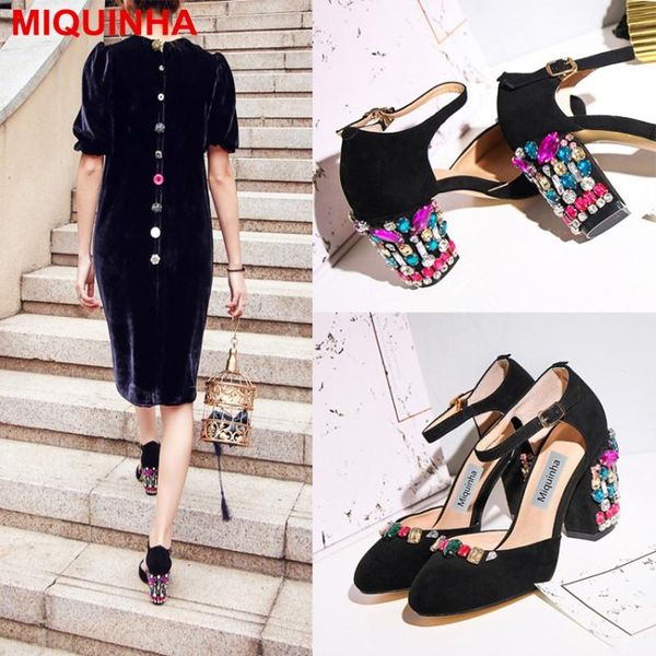 dress shoes miquinha luxury colorful crystal embellished buckle design women pumps wedding party mujer sandalia med square heel, Black
dress shoes miquinha luxury colorful crystal embellished buckle design women pumps wedding party mujer sandalia med square heel, Black