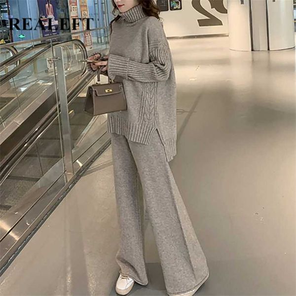 realeft autumn winter 2 pieces women sets knitted tracksuit turtleneck sweater and wide leg jogging pant pullover suits 211126, White
realeft autumn winter 2 pieces women sets knitted tracksuit turtleneck sweater and wide leg jogging pant pullover suits 211126, White