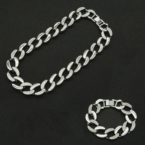 chains 2pcs kit hip hop 19mm iced out paved rhinestone choker miami curb cuban rapper bracelet necklaces for men women jewelry, Silver
chains 2pcs kit hip hop 19mm iced out paved rhinestone choker miami curb cuban rapper bracelet necklaces for men women jewelry, Silver
