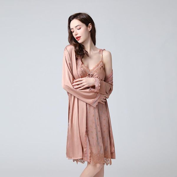 women's sleepwear ice silk 2pcs kimono gown suit satin lace spaghetti strap nightdress lady summer intimate lingerie home clothes, Black;red
women's sleepwear ice silk 2pcs kimono gown suit satin lace spaghetti strap nightdress lady summer intimate lingerie home clothes, Black;red
