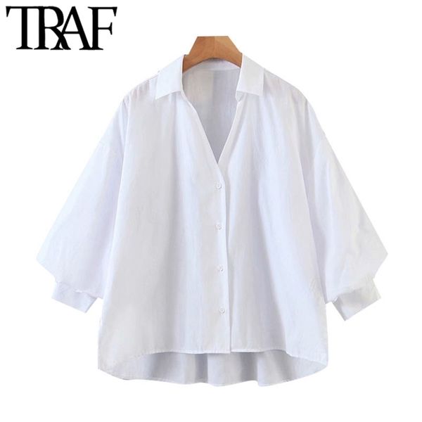women fashion button-up loose irregular blouses vintage lantern sleeve side vents female shirts blusas chic 210507, White
women fashion button-up loose irregular blouses vintage lantern sleeve side vents female shirts blusas chic 210507, White